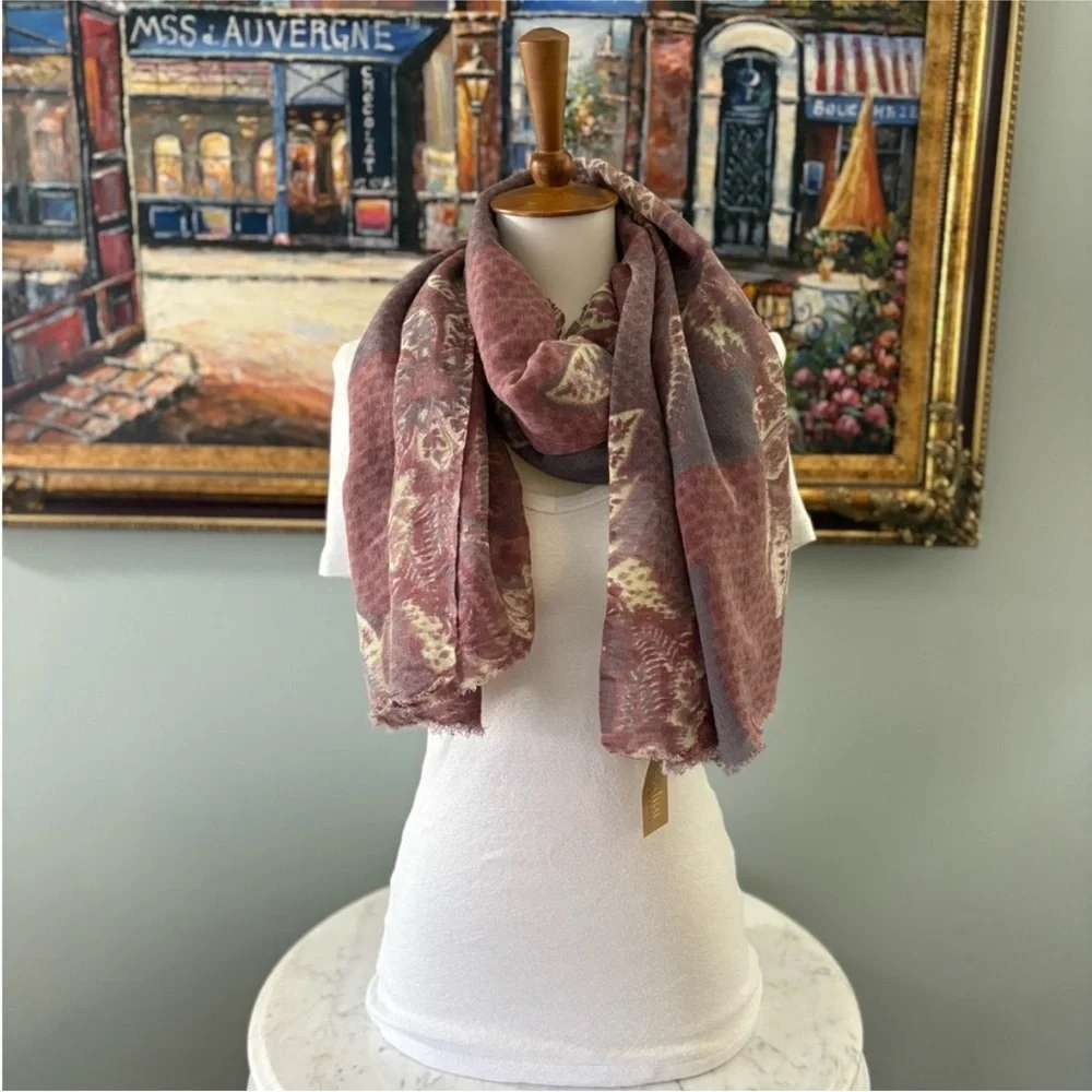 Nalini Originals 100% Wool Oversized Scarf Wrap Shawl NWT Floral Paisley